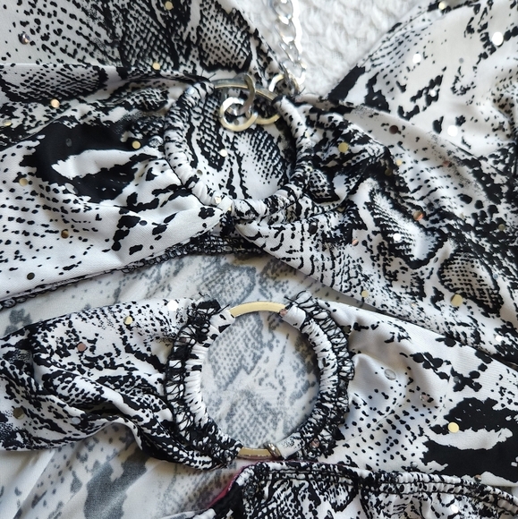 Vintage Y2K 90s mcbling snake print glitter sexy party clubbing dress Sz M - Picture 4 of 7